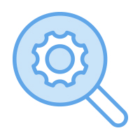 icon - magnifying glass with gear inside